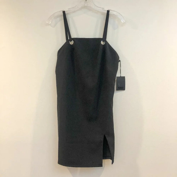 NEW NBD Black Grommet Sleeveless Mini Going Out Classic Dress Square Neckline XS - Picture 1 of 9